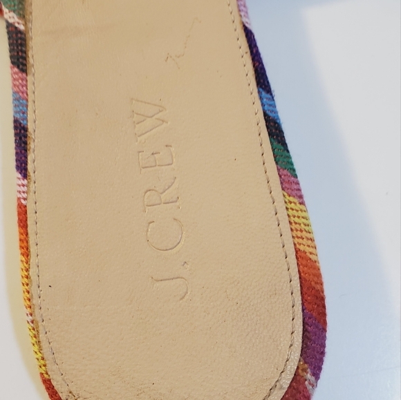 J. Crew Cora colorfull stripes canvas Flat Slides sandals size 8 - Picture 5 of 11